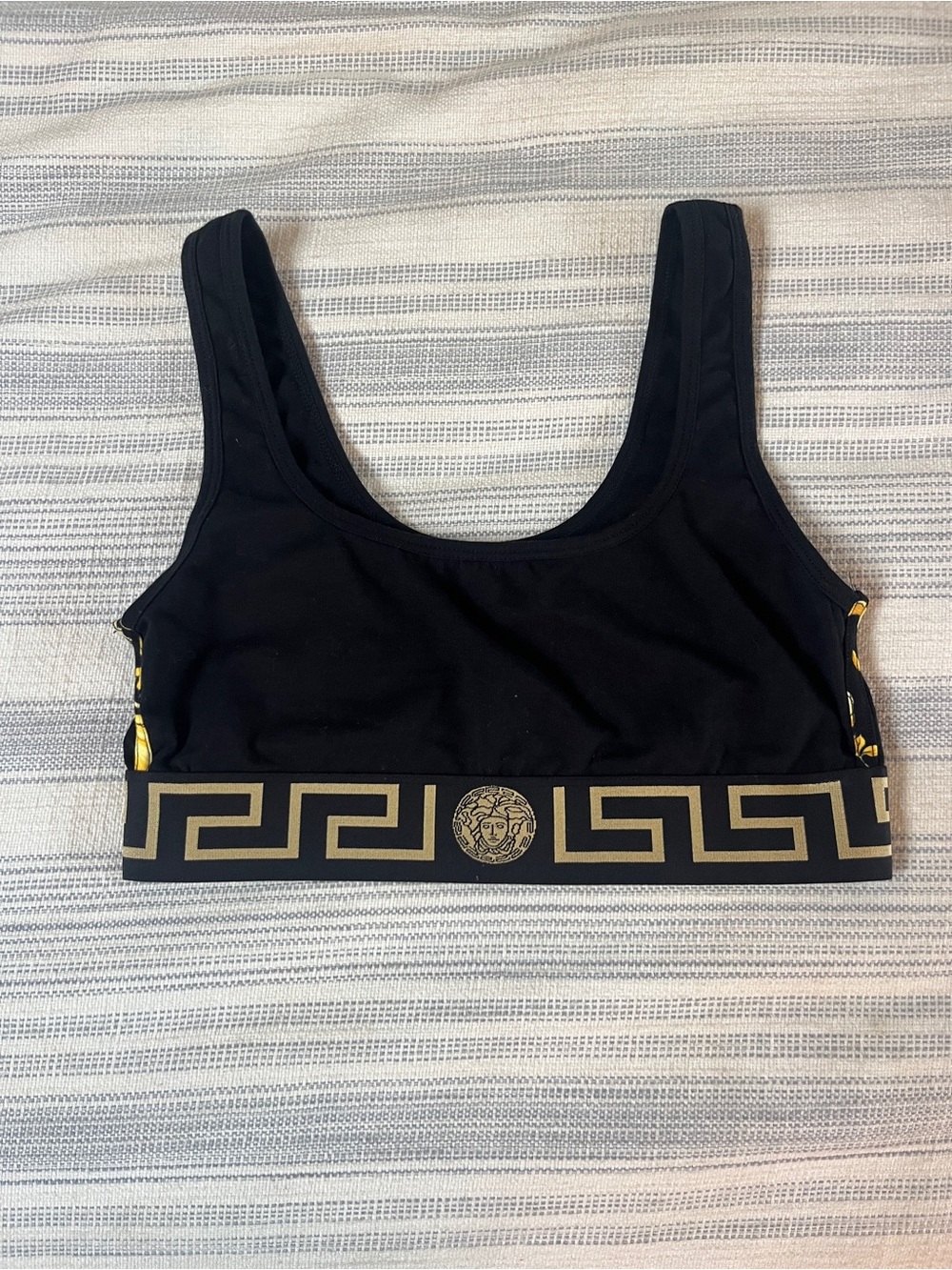 Versace Black Gold Greca Medusa Sports Bra Bralette Size 2